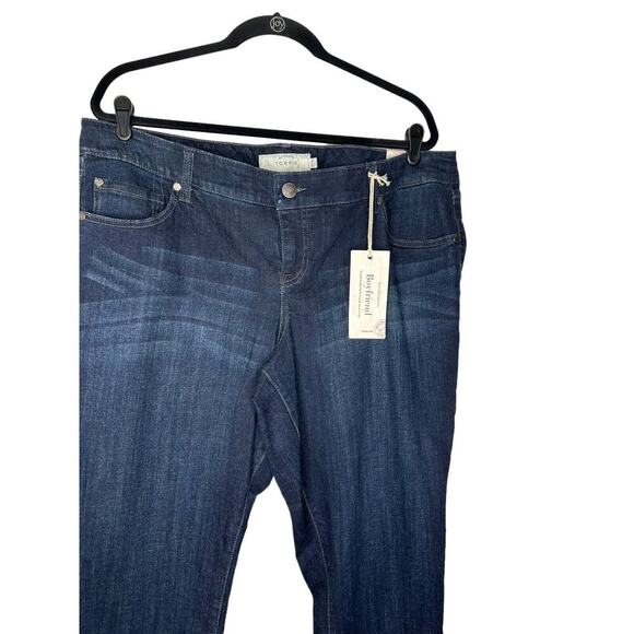 Torrid Jeans Womens Size 18 Boyfriend Dark Wash Cuffed Mid Rise Stretch Denim - Picture 2 of 14